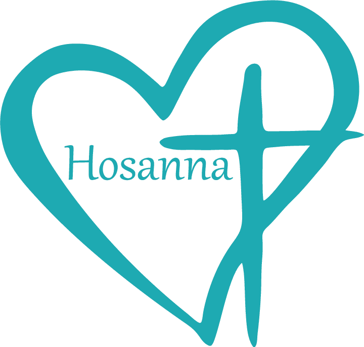 Heart and cross with "Hosanna" text.